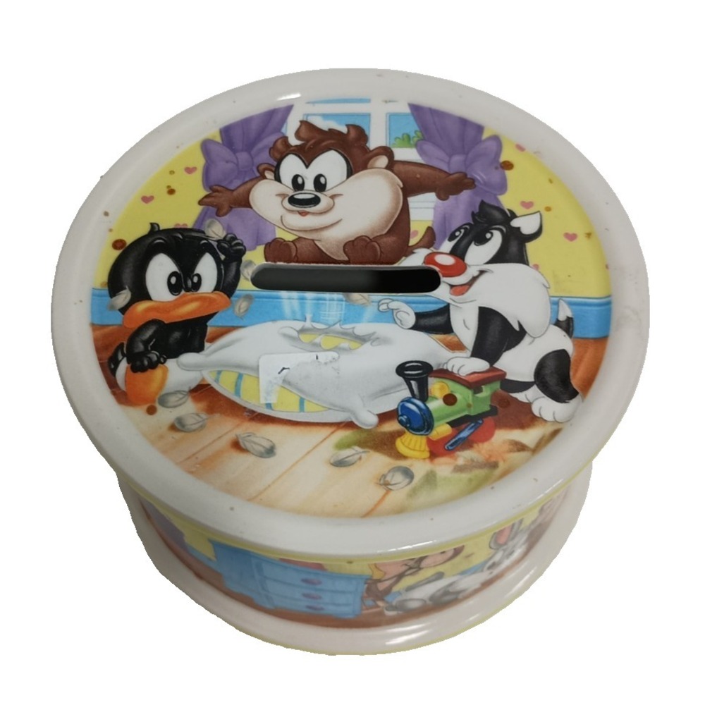 Vintage Wedgwood Baby Looney Tunes Tweety Silvester Coin Bank Colorful Porcelain